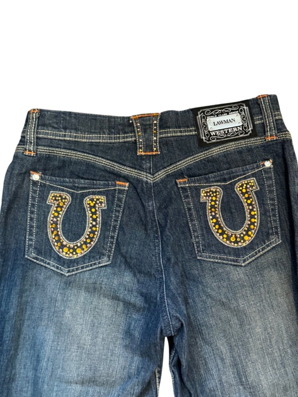Lawman Western Bootcut Jeans Womens 3 Embellished Pockets Denim Blue - Picture 5 of 8